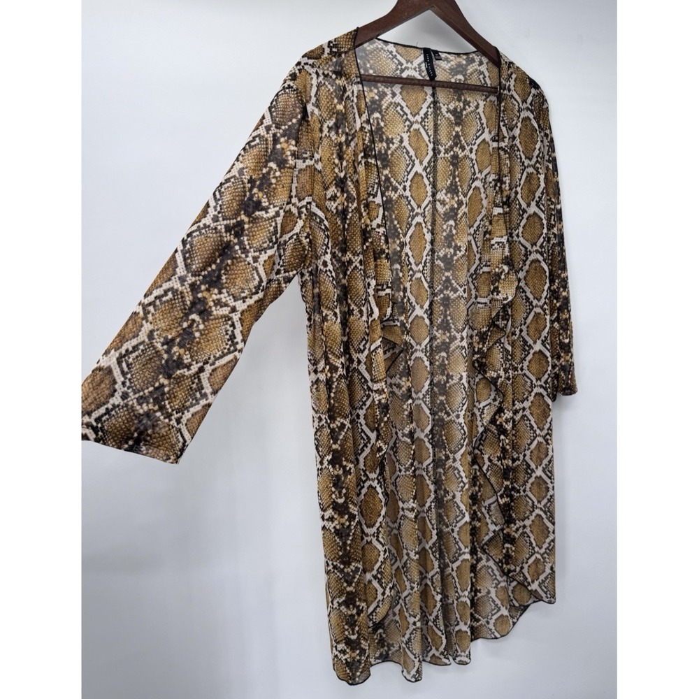 Long Thin Snakeskin Sheath Cover Up Kimono duster‎ beachy boho festival plus 2X